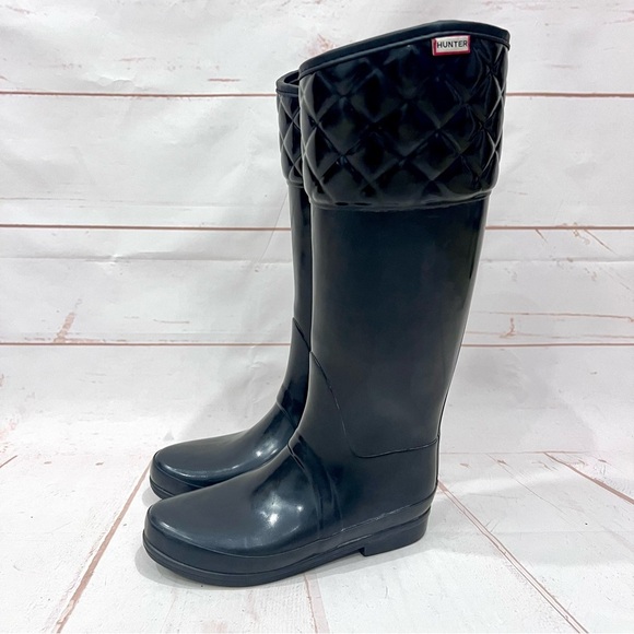Hunter Black Quilted Asymmetrical Rigley Waterproof
Tall Rain Boots - Picture 2 of 12